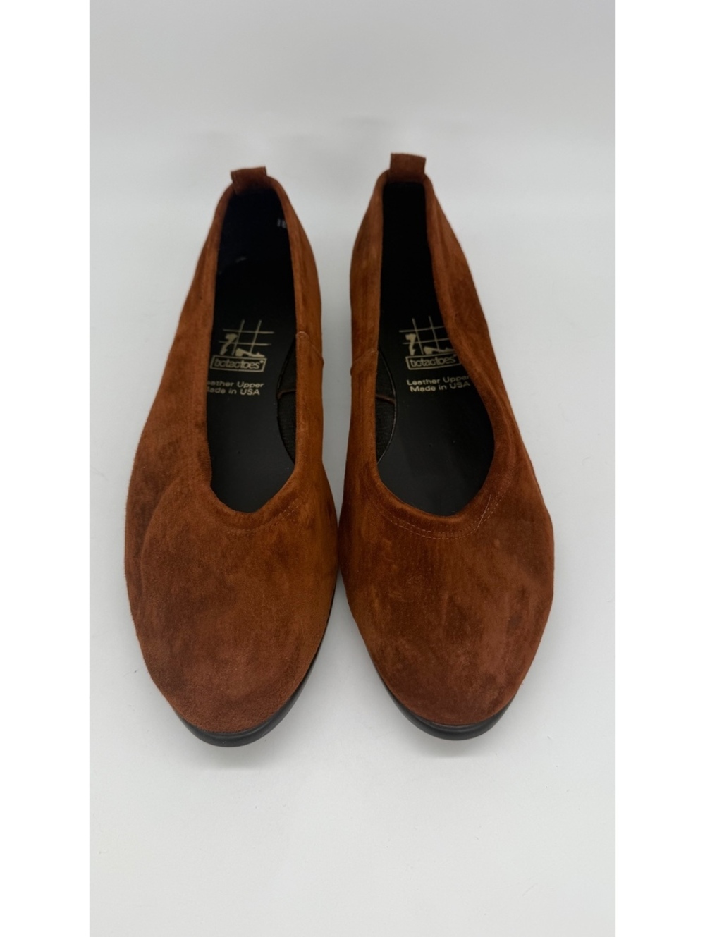 Vintage 1990s Tic Tac Toes Brown Suede Leather Flats Women’s 11 EE Made USA
